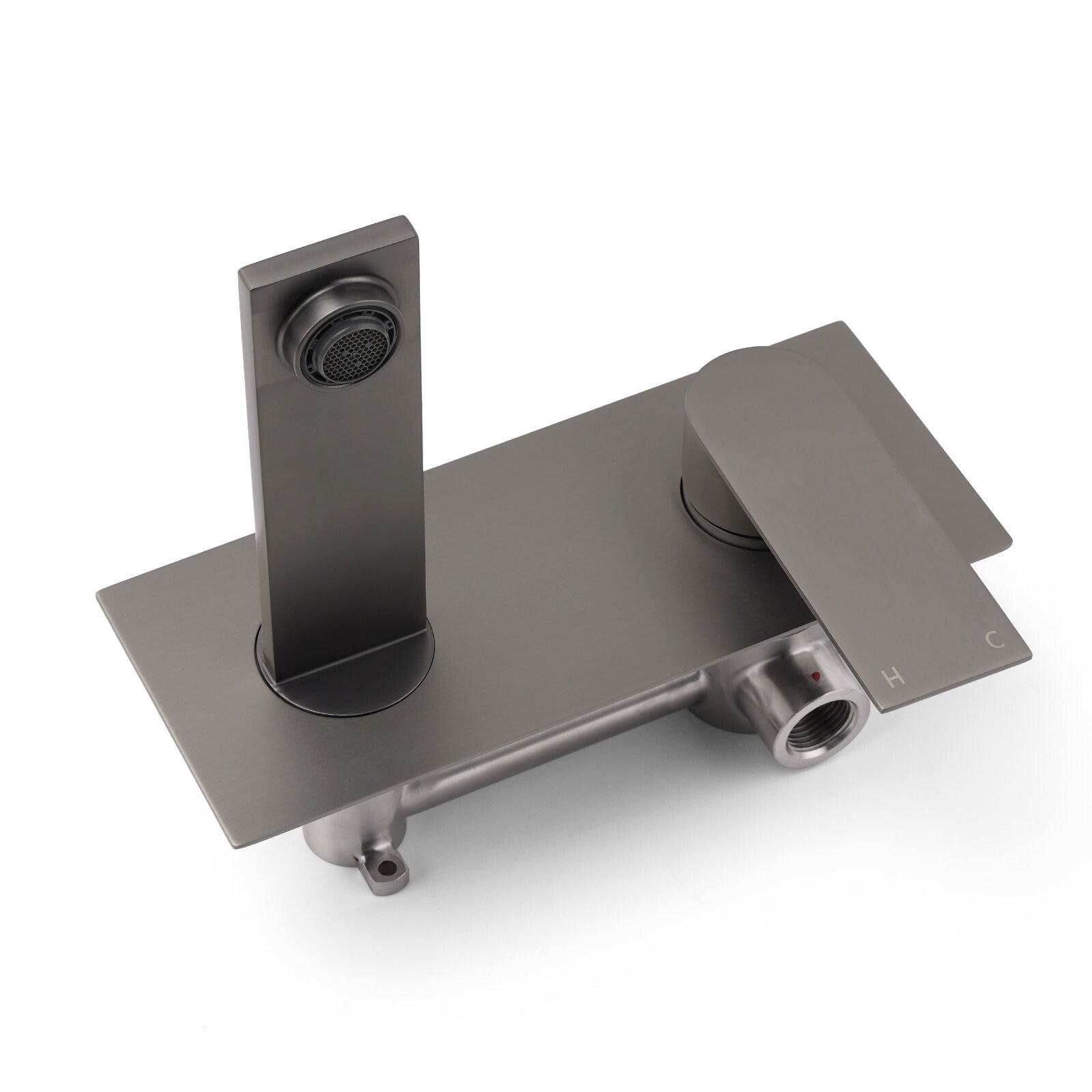 WELS 4.5L/m Gun Metal Square Wall Mount Basin Mixer Laundry Faucet Tap Spout Set - Image 4