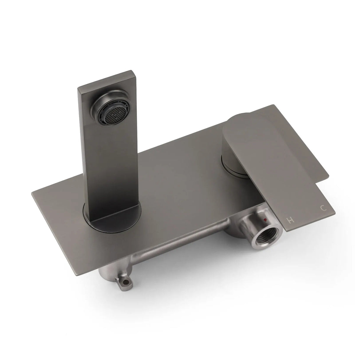 WELS 4.5L/m Gun Metal Square Wall Mount Basin Mixer Laundry Faucet Tap Spout Set - Image 4