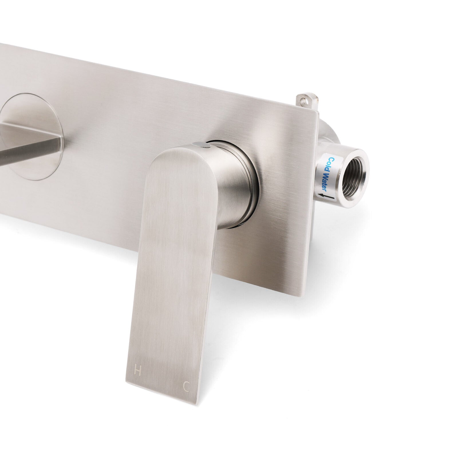 WELS Bruhsed Nickel Square Wall Concealed Basin Mixer Laundry Faucet Tap Spout - Image 6