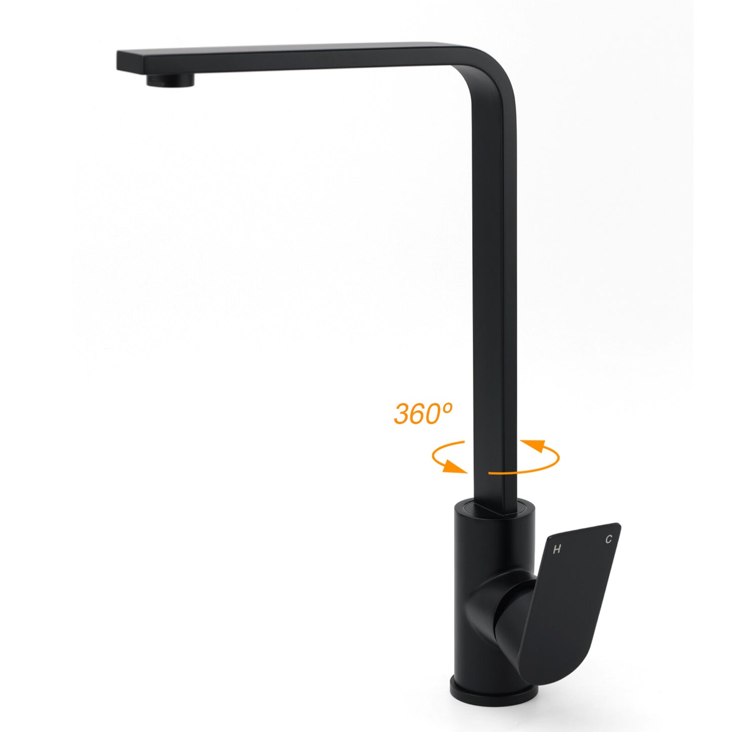 WELS Matte Black High Rise Gooseneck Kitchen Sink Laundry Mixer Faucet Tapware - Image 2