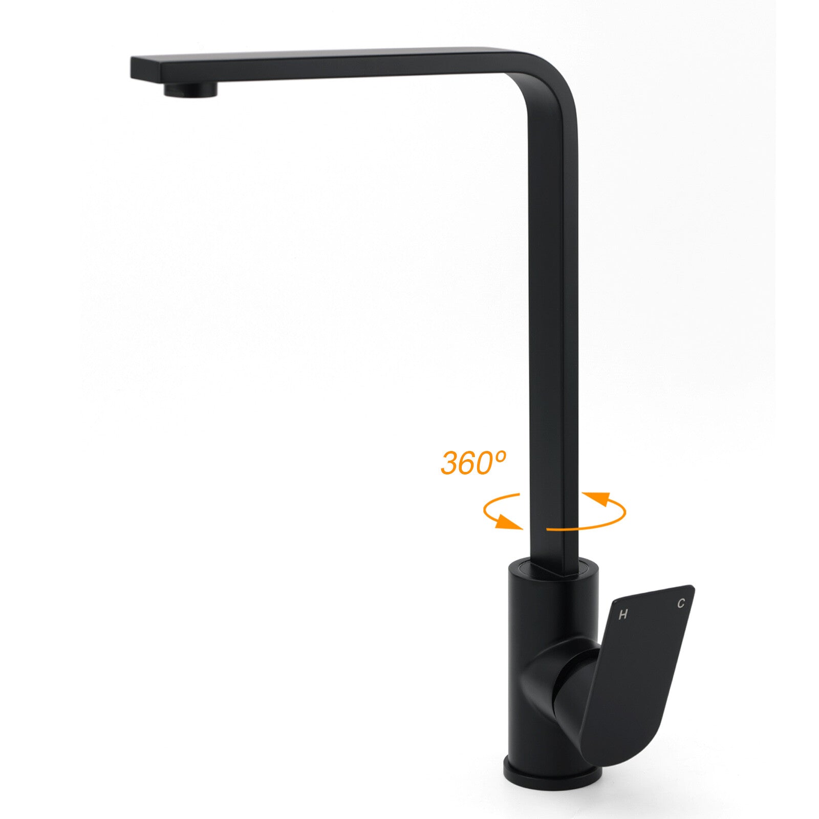 WELS Matte Black High Rise Gooseneck Kitchen Sink Laundry Mixer Faucet Tapware - Image 2
