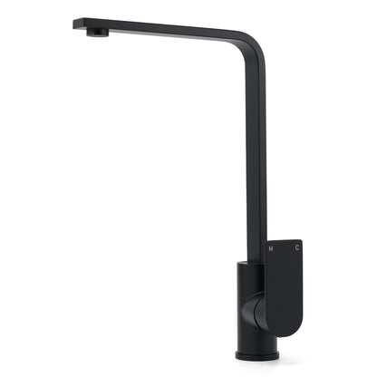 WELS Matte Black High Rise Gooseneck Kitchen Sink Laundry Mixer Faucet Tapware - Image 3