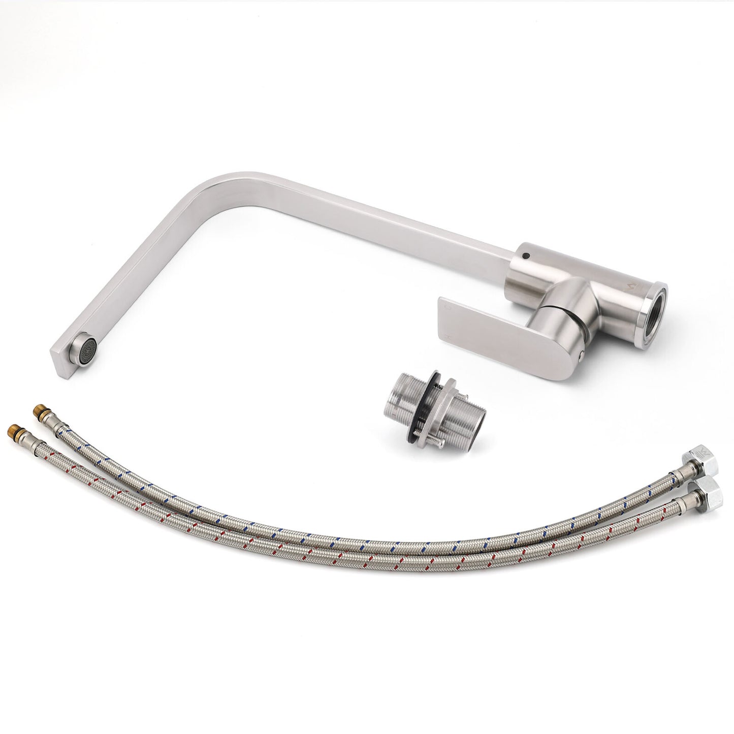 WELS Brushed Nickel Square Kitchen Sink Laundry Mixer 360º Swivel Faucet Tapware - Image 8