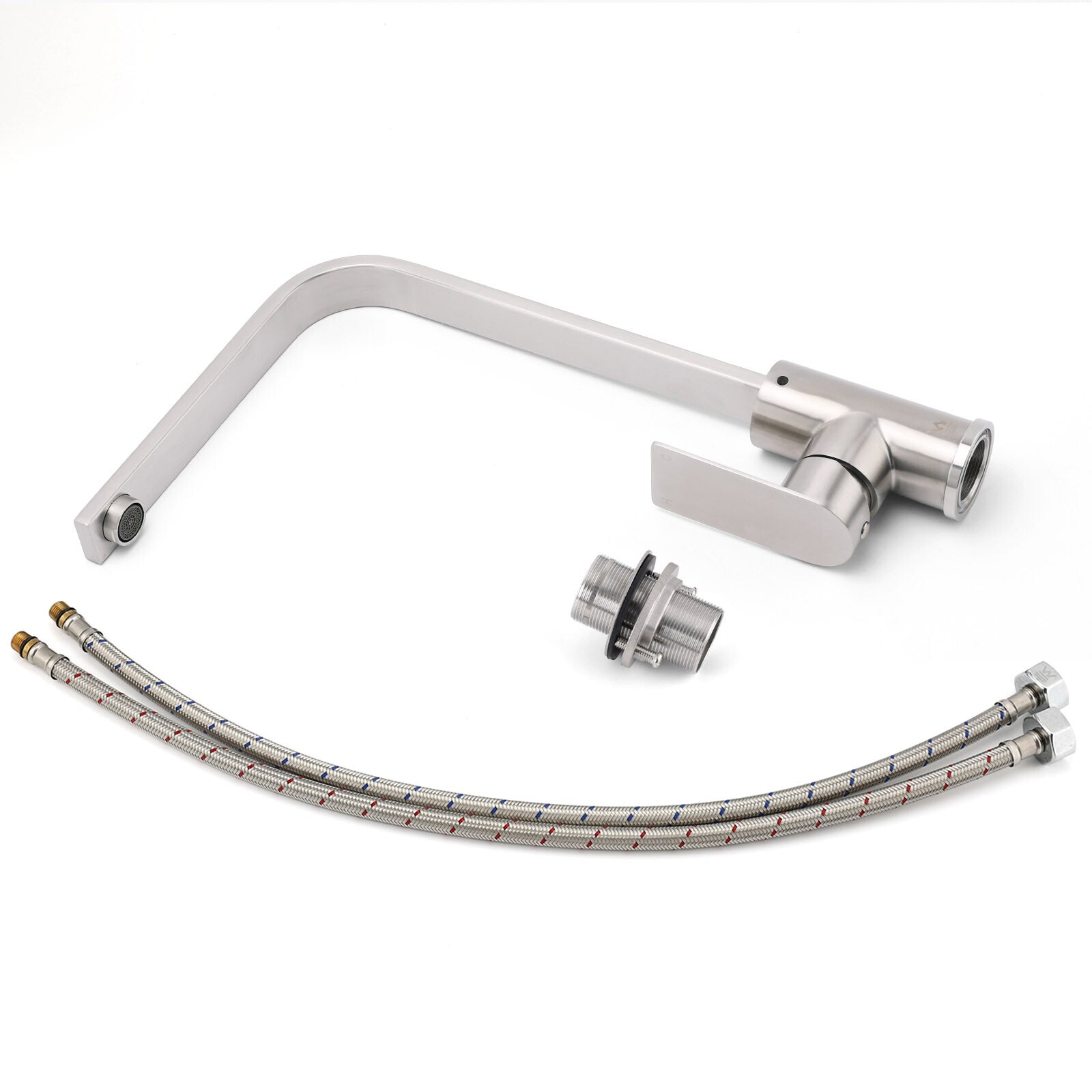 WELS Brushed Nickel Square Kitchen Sink Laundry Mixer 360º Swivel Faucet Tapware - Image 8