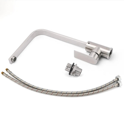 WELS Brushed Nickel Square Kitchen Sink Laundry Mixer 360º Swivel Faucet Tapware - Image 8