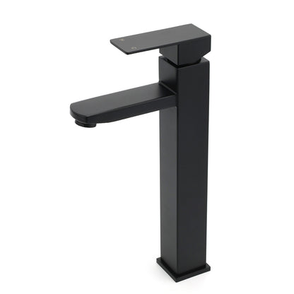 Matt Black Tall Square Basin Mixer Vanity Laundry Counter Sink Faucet Tap Outlet - Image 2