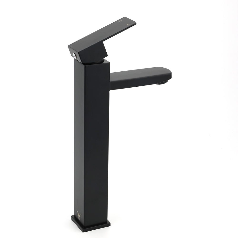 Matt Black Tall Square Basin Mixer Vanity Laundry Counter Sink Faucet Tap Outlet - Image 3