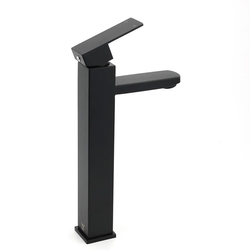 Matt Black Tall Square Basin Mixer Vanity Laundry Counter Sink Faucet Tap Outlet - Image 3