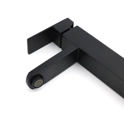 Matt Black Tall Square Basin Mixer Vanity Laundry Counter Sink Faucet Tap Outlet - Image 4