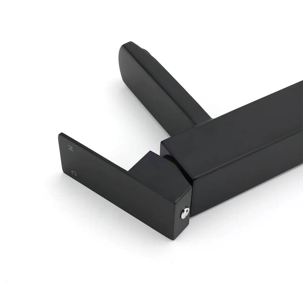 Matt Black Tall Square Basin Mixer Vanity Laundry Counter Sink Faucet Tap Outlet - Image 5