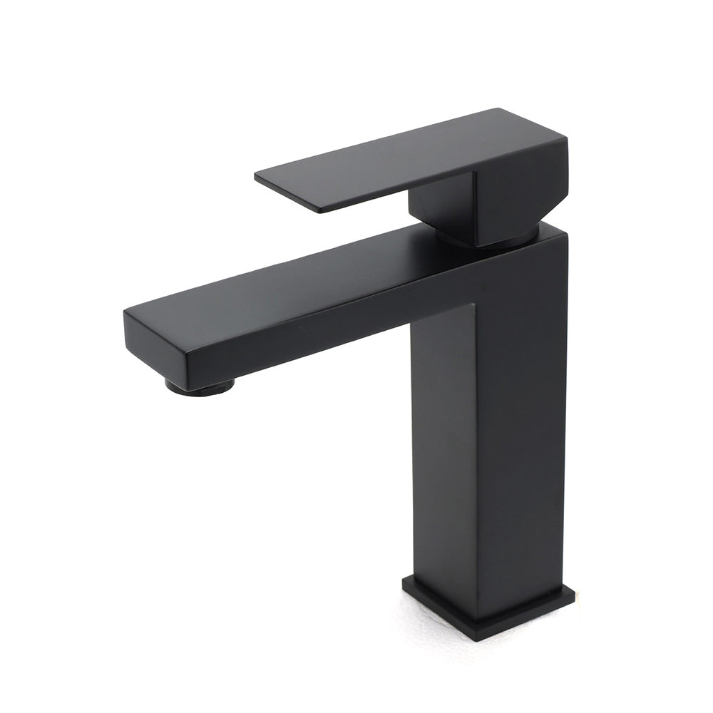 Matt Black Square Basin Counter Flick Mixer Tap Bathroom Vanity Faucet Outlet - Image 2