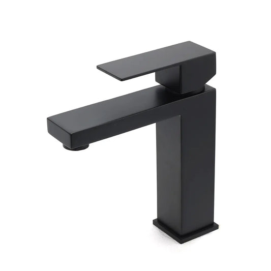 Matt Black Square Basin Counter Flick Mixer Tap Bathroom Vanity Faucet Outlet - Image 2