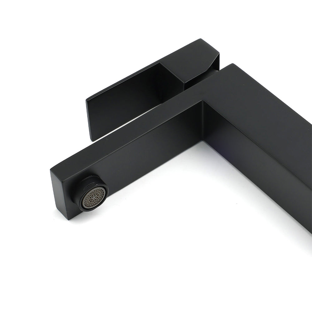 Matt Black Square Basin Counter Flick Mixer Tap Bathroom Vanity Faucet Outlet - Image 3