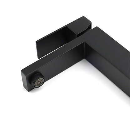 Matt Black Square Basin Counter Flick Mixer Tap Bathroom Vanity Faucet Outlet - Image 3