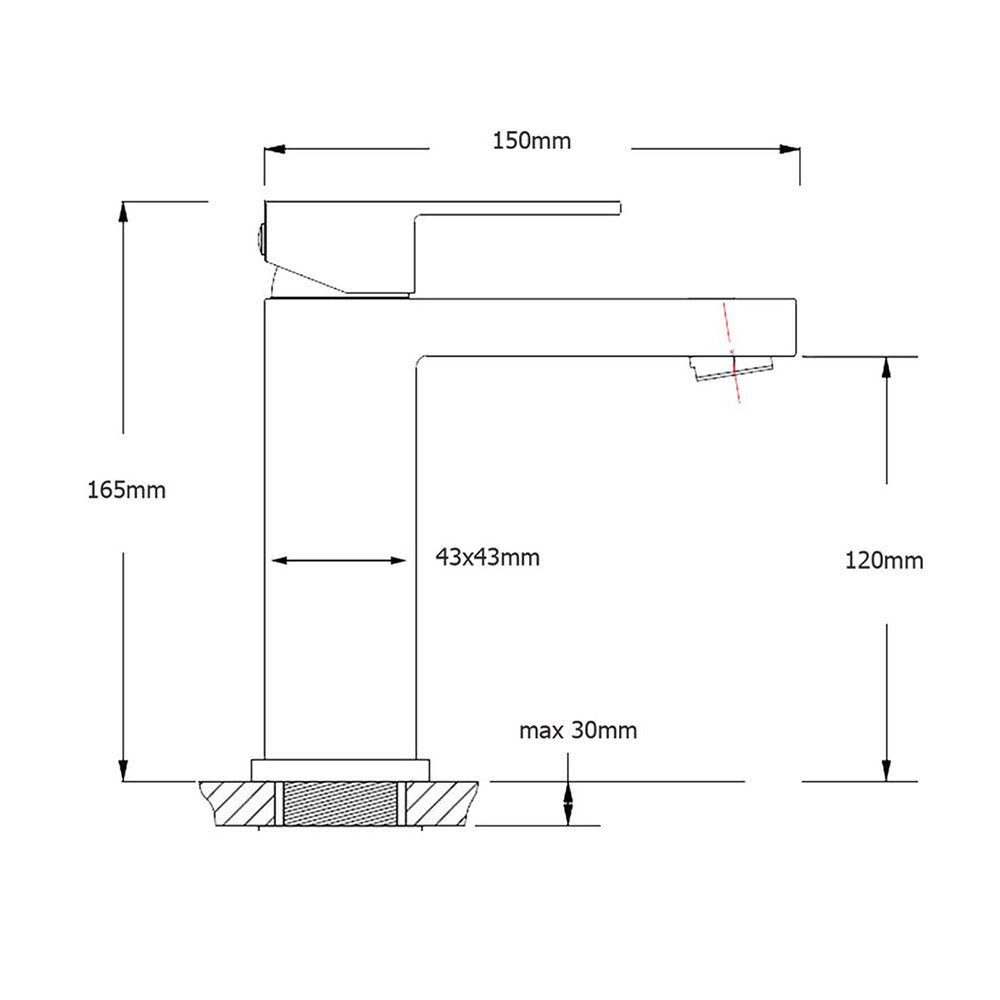 Matt Black Square Basin Counter Flick Mixer Tap Bathroom Vanity Faucet Outlet - Image 5