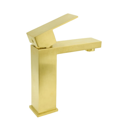 Brushed Gold 165mm Square Basin Mixer Faucet Hot Cold Tap Kitchen Laundry Vanity - Image 3