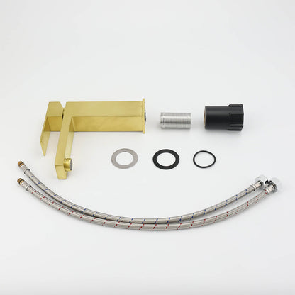 Brushed Gold 165mm Square Basin Mixer Faucet Hot Cold Tap Kitchen Laundry Vanity - Image 7