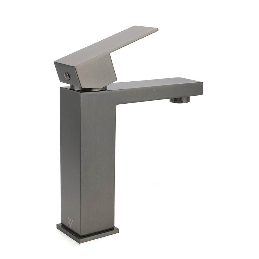 Gun Metal Square Cubic Basin Mixer Faucet Hot Cold Tap Kitchen Laundry Vanity Set - Image 3