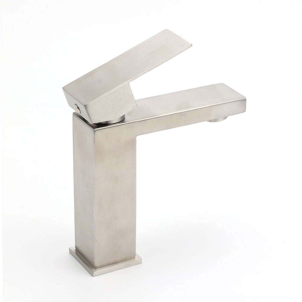 Square Classic 6L/m Basin Vessel Mixer Faucet Tap Kitchen Laundry Brushed Nickel - Image 3