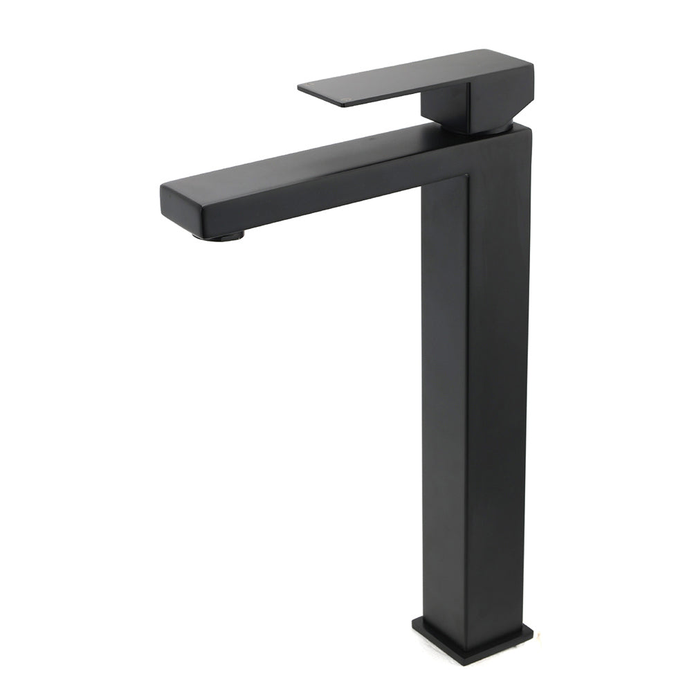 Matt Black Stainless Steel Square Tall Basin Mixer Sink Tap High Vanity Spout - Image 2