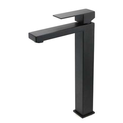 Matt Black Stainless Steel Square Tall Basin Mixer Sink Tap High Vanity Spout - Image 2