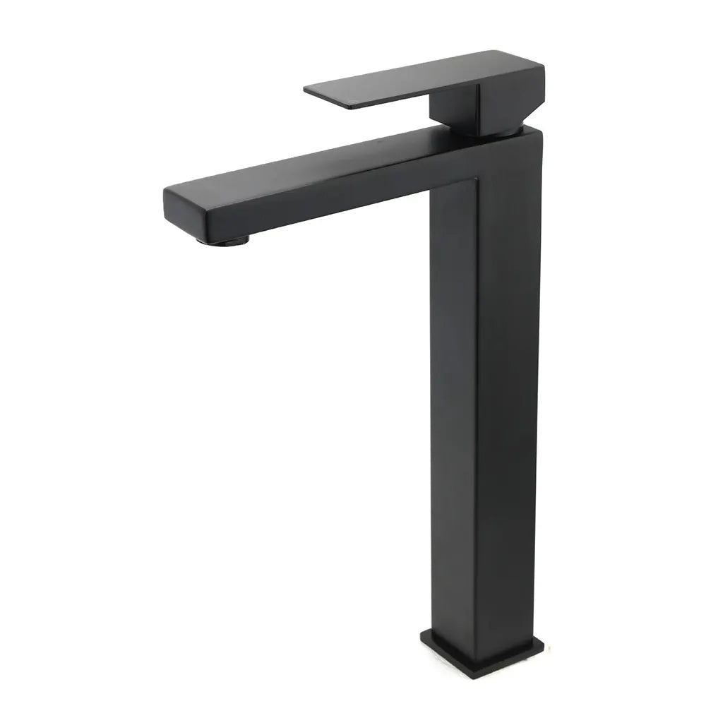 Matt Black Stainless Steel Square Tall Basin Mixer Sink Tap High Vanity Spout - Image 2