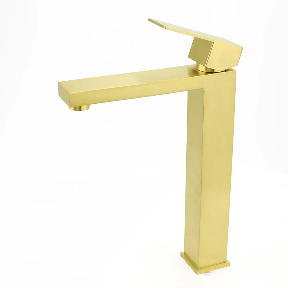 WELS 6L/m Brushed Gold Square Tall Basin Vessel Mixer Kitchen Laundry Faucet Tap - Image 2