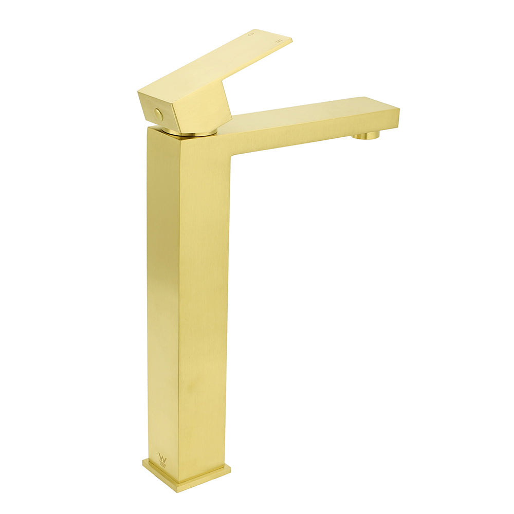 WELS 6L/m Brushed Gold Square Tall Basin Vessel Mixer Kitchen Laundry Faucet Tap - Image 3