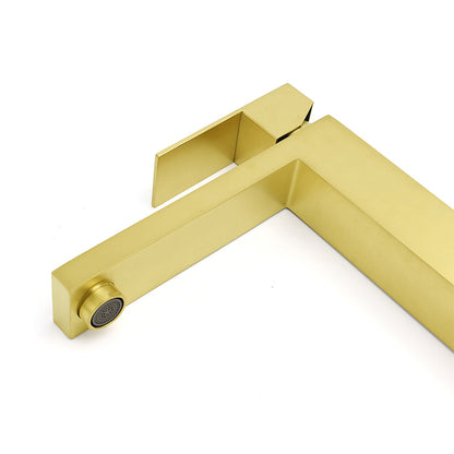 WELS 6L/m Brushed Gold Square Tall Basin Vessel Mixer Kitchen Laundry Faucet Tap - Image 4