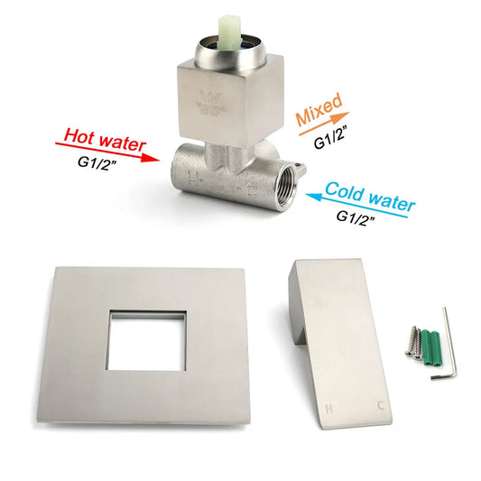 Nickel Brushed Square Lead Free Shower Hot Cold Mixer Ceramic Cartridge Spindle - Image 3