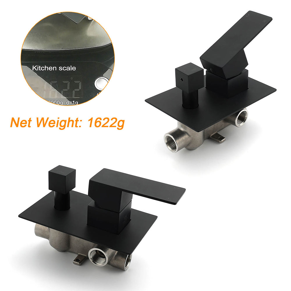Matt Black Square Stainless Steel Shower Mixer 2 Way Bath Set Diverter Watermark - Image 4