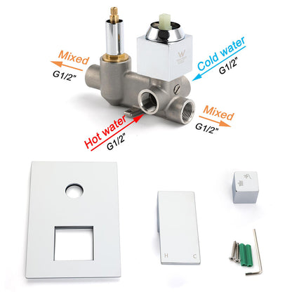 Bathroom Square Shower Mixer Diverter Tap Square Chrome For Spout Shower Head - Image 2