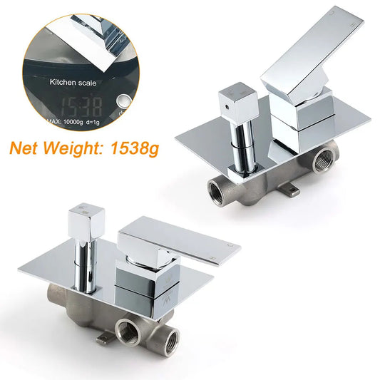 Bathroom Square Shower Mixer Diverter Tap Square Chrome For Spout Shower Head - Image 3