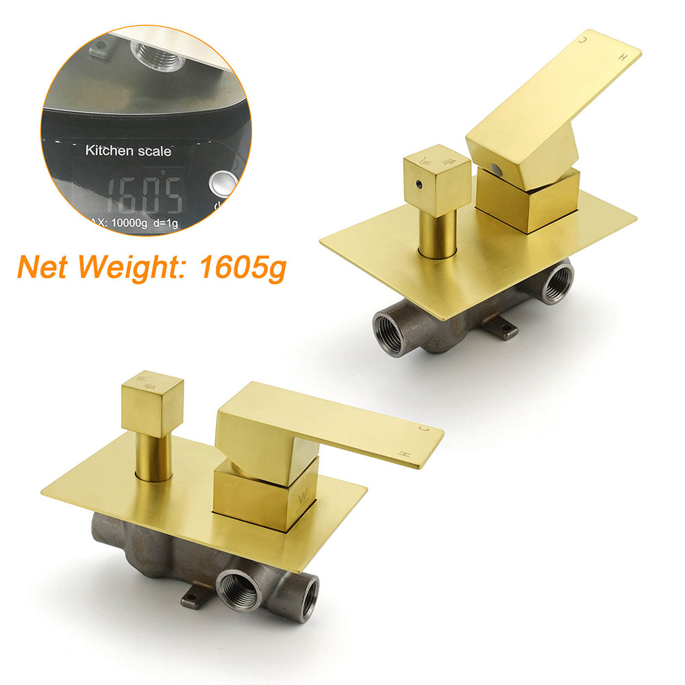 Watermark 1/2 Inch Shower Mixer Diverter Brushed Gold Square Stainless Steel Set - Image 2