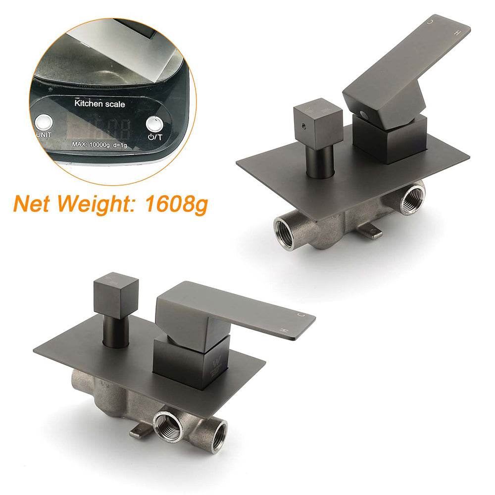 Gun Metal Square Stainless Steel Bath Shower Mixer 2 Way Switch Diverter Watermark - Image 2
