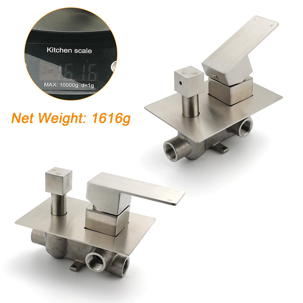 AU Standard 1/2 Inch Shower Mixer Diverter Brushed Nickel Square 2 Way Switch - Image 2