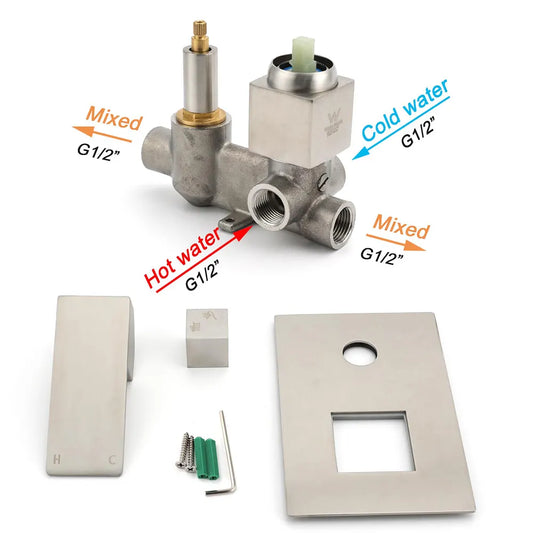 AU Standard 1/2 Inch Shower Mixer Diverter Brushed Nickel Square 2 Way Switch - Image 3