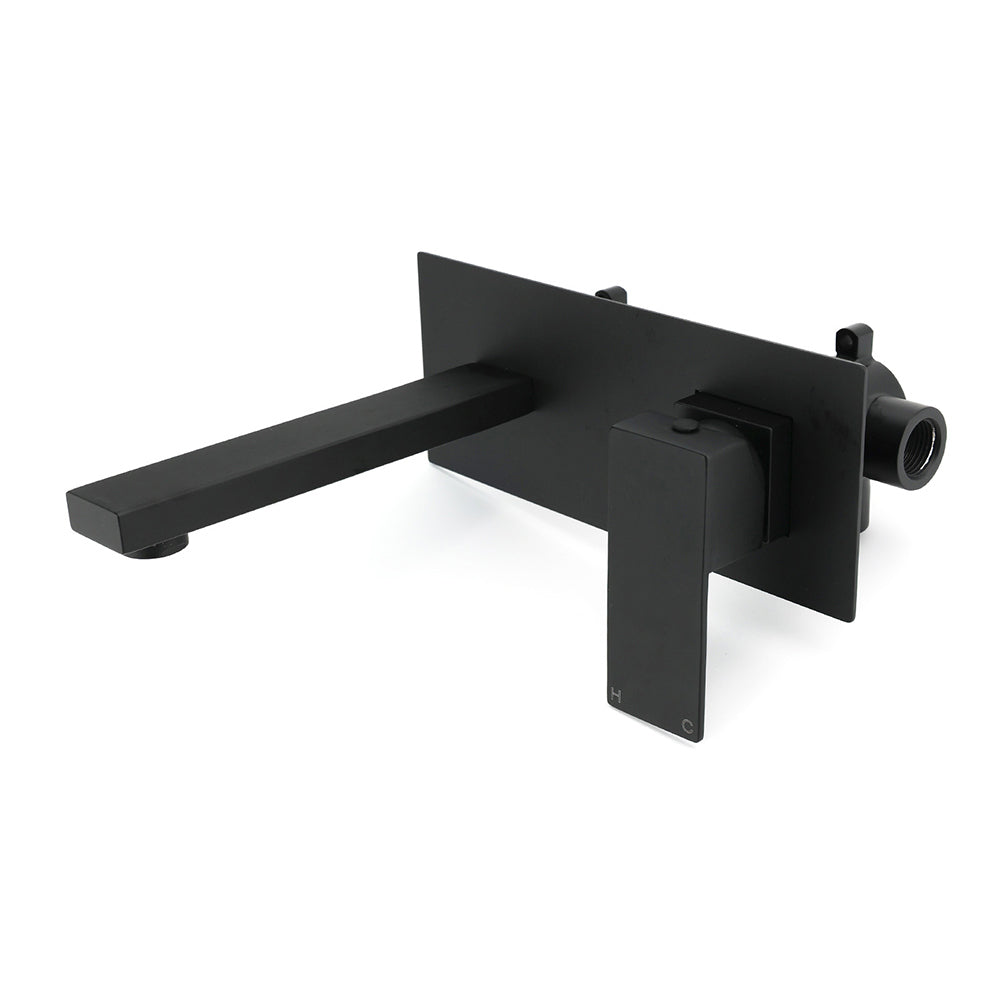 Matt Black Basin Mixer Bathroom Tub Faucet Wall Mount Tap Hot Cold Water Spout - Image 2