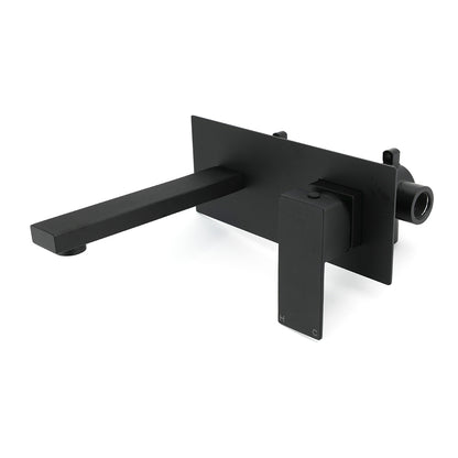 Matt Black Basin Mixer Bathroom Tub Faucet Wall Mount Tap Hot Cold Water Spout - Image 2