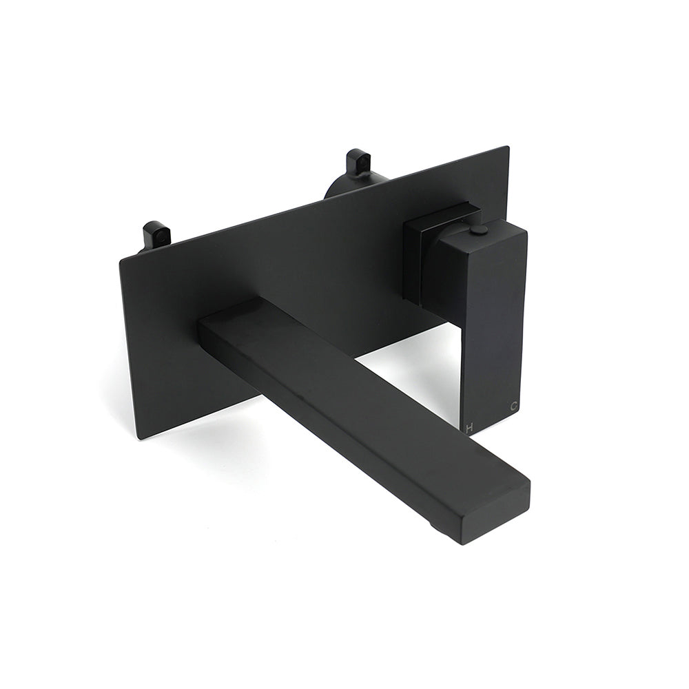 Matt Black Basin Mixer Bathroom Tub Faucet Wall Mount Tap Hot Cold Water Spout - Image 3
