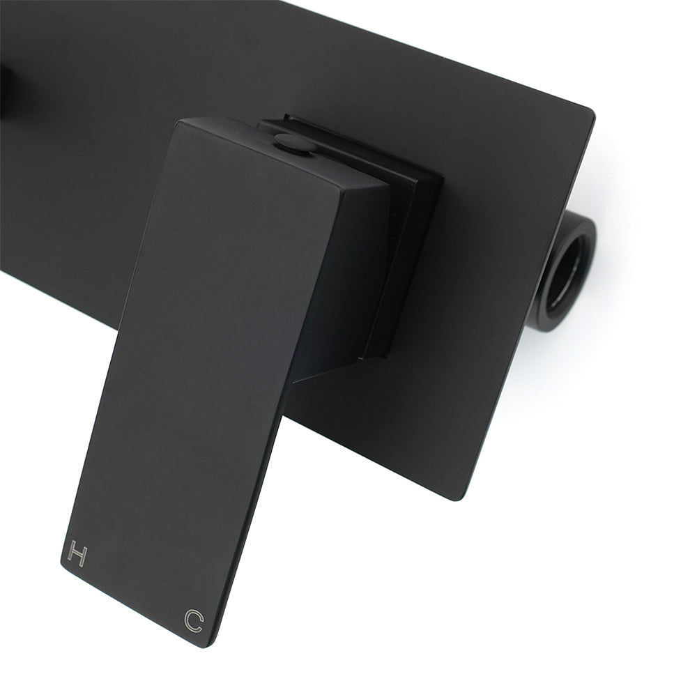 Matt Black Basin Mixer Bathroom Tub Faucet Wall Mount Tap Hot Cold Water Spout - Image 5
