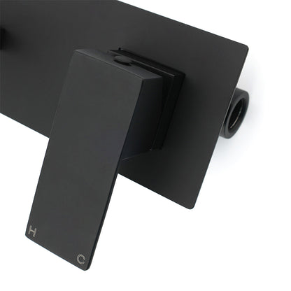 Matt Black Basin Mixer Bathroom Tub Faucet Wall Mount Tap Hot Cold Water Spout - Image 5