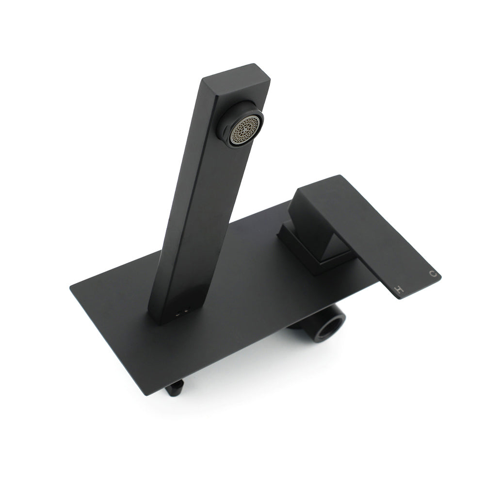 Matt Black Basin Mixer Bathroom Tub Faucet Wall Mount Tap Hot Cold Water Spout - Image 7