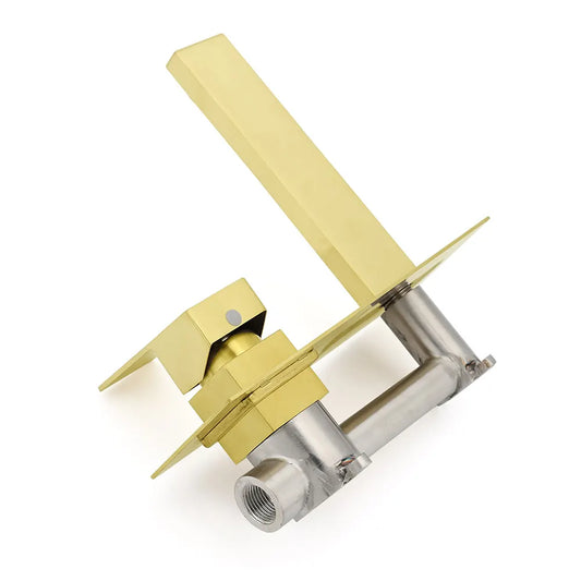 Brushed Gold Square Wall Mount Basin Mixer Laundry Vanity Tap Spout Faucet Set - Image 5
