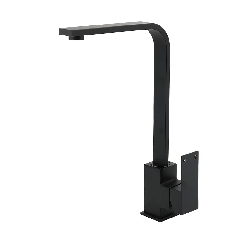 Matt Black Square Gooseneck 360 Swivel Laundry Sink Kitchen Mixer Faucet Tapware