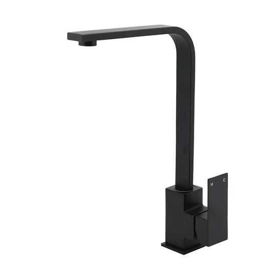 Matt Black Square Gooseneck 360 Swivel Laundry Sink Kitchen Mixer Faucet Tapware