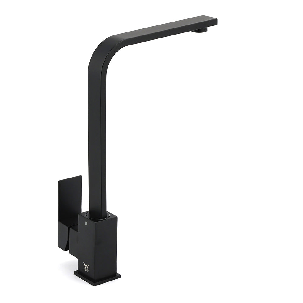 Matt Black Square Gooseneck 360 Swivel Laundry Sink Kitchen Mixer Faucet Tapware - Image 2