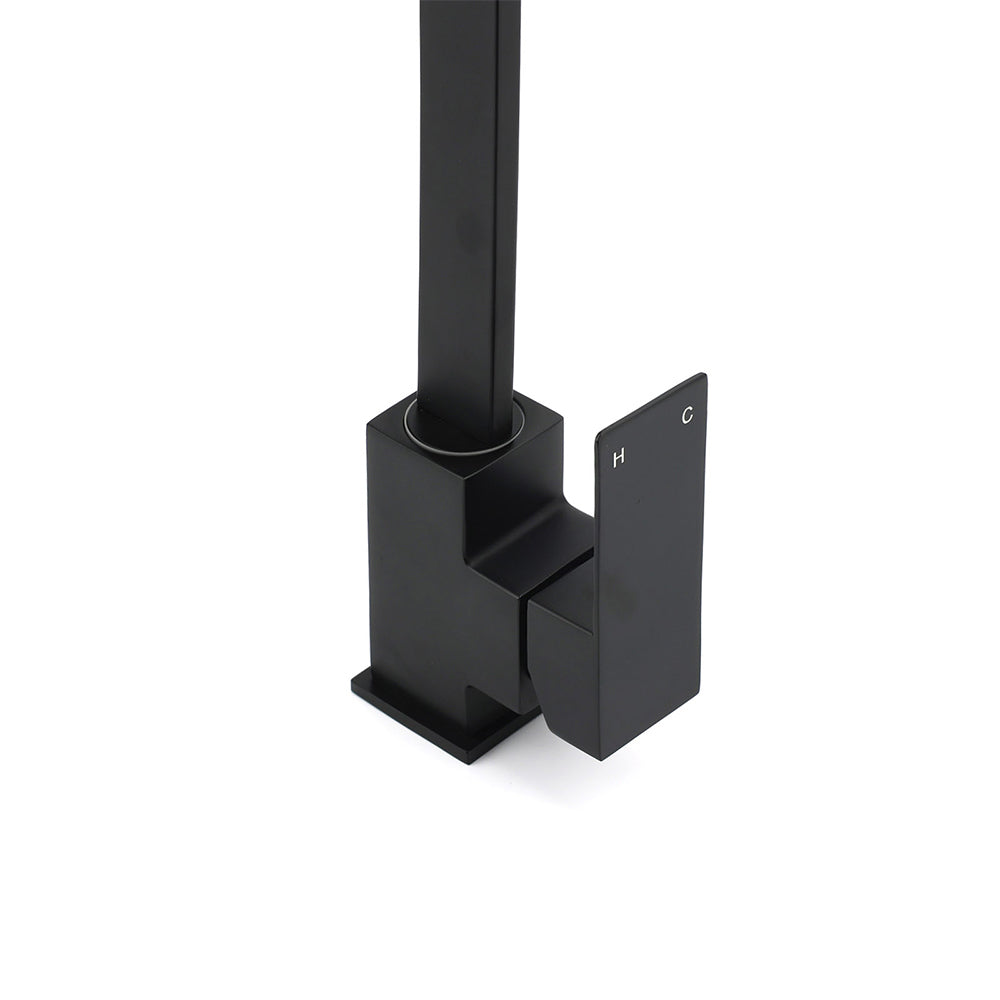 Matt Black Square Gooseneck 360 Swivel Laundry Sink Kitchen Mixer Faucet Tapware - Image 5