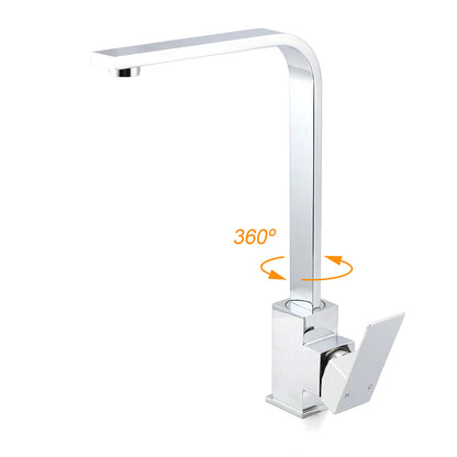 WELS Chrome Square Gooseneck Spout Swivel Laundry Sink Kitchen Mixer Faucet Tap - Image 2