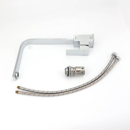 WELS Chrome Square Gooseneck Spout Swivel Laundry Sink Kitchen Mixer Faucet Tap - Image 7